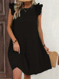kkboxly  Ruffle Hem Ruched Loose Dress, Casual Solid Color Sleeveless Dress For Spring & Summer, Women's Clothing