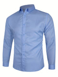 kkboxly  Thin Material, Two Sizes Smaller, Business Button Up Shirt Solid Color Men's Long Sleeve Shirt Best Sellers