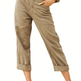 kkboxly  Solid Elastic Waist Pants, Casual Wide Leg Pants For Spring & Summer, Women's Clothing
