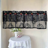 kkboxly 1pc Vintage-Inspired Short Valance Curtains - Rod Pocket Top Voile Half Curtains for Kitchen Windows, Pastoral Cherry Living Room Home Decor with Sheer Embroidery Lace and Classic Design