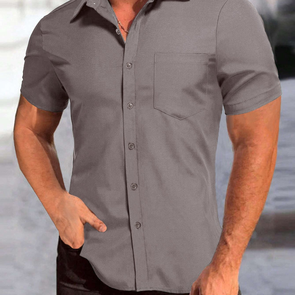 kkboxly  Trendy Plus Size Men's Short-Sleeve Shirt with Pocket for Summer - Oversized Subway Top for Big & Tall Males - Stylish Clothing for Men