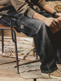 Men's Casual Loose Fit Jeans, Chic Street Style Distressed Retro Jeans