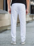 kkboxly  Slim Fit Classic Design Cotton Jeans, Men's Casual Street Style Solid Color Denim Pants For Spring Summer