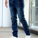 kkboxly  Men's Casual Medium Stretch Jeans, Classic Design Denim Pants