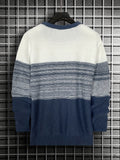 2025 kkboxly  Men's Gradient Crewneck Casual Check Knit Pullover Sweater