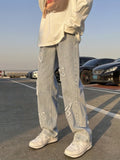 Men's  Embroidery Wide Leg Denim Jeans