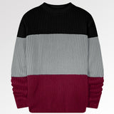 kkboxly  Men's Color Block Crew Neck Pullovers Knit Sweater Top