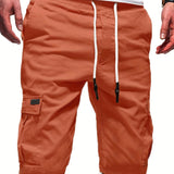 kkboxly  Classic Design Cargo Shorts, Men's Casual Multi Pocket Waist Drawstring Cargo Shorts For Summer Outdoor