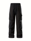 kkboxly  Men's Vintage Style Solid Cargo Pants With Multi-Pockets, Causal Breathable Straight Leg Men's Trousers For Spring Fall Outdoor Activities