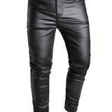 Men's Casual High Stretch Jeans, Chic Street Style Coated Skinny Jeans