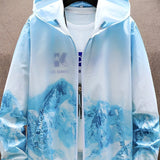 kkboxly  Men's Mountain Landscape Graphic Sun Protection Jacket Ultra Light Thin Breathable Leisure Sports Outdoor Cycling Jacket Hoodie Skin Clothing For Men & Women