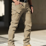 Trendy Solid Cargo Pants, Men's Multi Flap Pocket Trousers, Loose Casual Outdoor Pants, Men's Work Pants Outdoors Streetwear