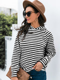 kkboxly  Women's Sweatshirt Casual Cute Striped Long Sleeve Hoodie