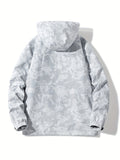 kkboxly  Detachable Hood Waterproof Camo Pattern Men's Jacket, Men's Casual Zip Up Jacket For Spring Fall Outdoor