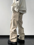 kkboxly  Men's Chic Loose Fit Faux Leather Pants, Street Style Baggy Pants