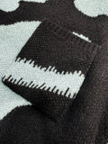 kkboxly  Men's Round Neck Pullover Fashion Abstract Paint Jacquard Knit Sweater