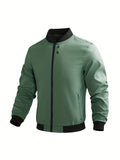 kkboxly  Men's Casual Zip-up Regular Fit Jacket, Zipper Pocket Baseball Jacket, Lightweight Casual Jacket For Men