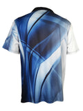 kkboxly  Abstract Gradient Pattern Print Men's Casual Short Sleeves Zipper Graphic Polo Shirts, Lapel Collar Tops Pullovers, Men's Clothing For Summer