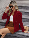kkboxly  Double Breasted Solid Blazer, Elegant Open Front Long Sleeve Outerwear, Women's Clothing