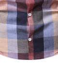 kkboxly  Men's Long Sleeve Plaid Button Down Regular Fit Stand Collar Casual Shirt