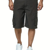kkboxly  Classic Design Cargo Shorts, Men's Casual Multi Pocket Loose Fit Cargo Shorts For Summer Outdoor