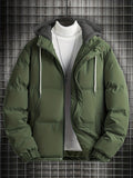 kkboxly  Warm Classic Design Hooded Jacket, Men's Casual Zip Up Jacket Coat For Fall Winter