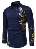 kkboxly  Men's Long-sleeved Shirt With Gold Printing