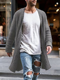 kkboxly  Elegant Middle Stretch Cardigan Sweater, Men's Casual Vintage Style V Neck Open Front Cardigan Coat For Fall Winter Streetwear