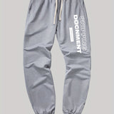 "Snipping Document" Casual Graphic Drawstring Joggers, Men's Pants For Spring Fall Outdoor