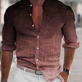 kkboxly  Men's Shirt Top Ombre Turn-Down Collar Long Sleeves Closure Regular Fit Male Casual Shirt For Daily