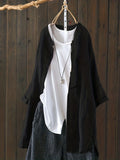 Solid Pocket Button Blouse, Casual Long Sleeve Blouse For Spring & Fall, Women's Clothing