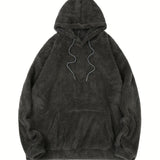 kkboxly Plus Size Women & Men Clothes Men's Soft Drawstring Flannel Hoodie With Kangaroo Pocket, Oversized Loose Clothing, Best Sellers Gifts Best Sellers Gifts
