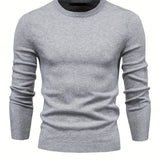 kkboxly Men's Solid Color Crew Neck Slim Fit Knit Sweater