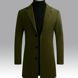 kkboxly  Classic Design Trench Coat, Men's Semi-formal Button Up Lapel Overcoat For Fall Winter Business
