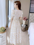 kkboxly  Floral Print Ruffle Hem Dress, Elegant Short Sleeve Dress, Women's Clothing
