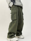 kkboxly  Solid Baggy Pants Multi Flap Pockets Men's Hipster Cargo Pants, Loose Casual Outdoor Pants, Men's Work Pants Streetwear