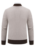 kkboxly  Men's Deer Print Knitted Sweater Fit Slim Cardigan, Men's Casual Embroidered Zipper Sweater Coat For Autumn Winter