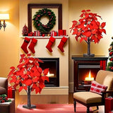 kkboxly 2-pack, Christmas LED Analog Red Flower Tree Light, Thanksgiving Decorations, Living Room Desktop Bonsai Tree, Suitable For Room Decoration, Holiday Party, Wedding Arrangement, This Product Needs 3 AA Batteries To Power On