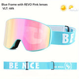 [1pc Magnetic Lens Ski Goggles] BE NICE Adult Ski Goggles, Mirrored Magnetic Lens, Anti-Fog UV400, Snowboard Goggles for Men & Women, Snowmobile Compatible, with TPU Frame, for Alpine, Cross-Country, Telemark, Snowboard, Ice Hockey Sports Eyewear