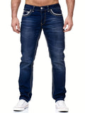 kkboxly  Slim Fit Distressed Jeans, Men's Casual Medium Stretch Denim Pants