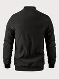 kkboxly  Men's Letter Embroidered Casual Bomber Jacket, Plus Size Male Clothing