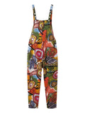 kkboxly  Abstract Print Overall Jumpsuit, Casual Button Overall Jumpsuit For Spring & Summer, Women's Clothing