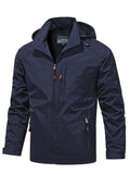 kkboxly  Men's Fall/Winter Casual Lightweight Waterproof Windbreaker Hooded Jacket With Zipped Pockets