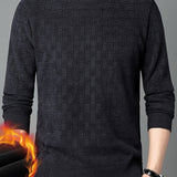 kkboxly  Thermal Knitted Cable Jacquard  Sweater, Men's Casual Warm Slightly Stretch Crew Neck Pullover Sweater For Men Fall Winter