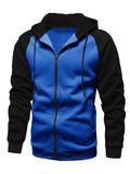 kkboxly  Men's Novelty Color Block Pullover Fleece Hoodie, Casual Hooded Sweatshirts Full Zip Jacket With Pocket