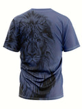 kkboxly  Vintage Lion Men's T-Shirt for Summer Outdoor, Casual and Stylish Graphic Tee with Slightly Stretch Crew Neck and Short Sleeves