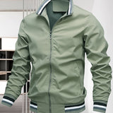 kkboxly  Men's Casual Bomber Jacket, Casual Zip Up Windbreaker Jacket For Outdoor Activities