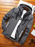 kkboxly  Men's Casual Hooded Windbreaker Jacket, Chic Zip Up Jacket For Outdoor Activities