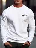 kkboxly  ' Yes Boss ' Print Crew Neck Sweatshirt Pullover For Men Solid Color Sweatshirts For Spring Fall Long Sleeve Tops