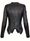 kkboxly  Punk Solid Jacket, Casual Zipper Layered Stitching Long Sleeve Outerwear, Women's Clothing